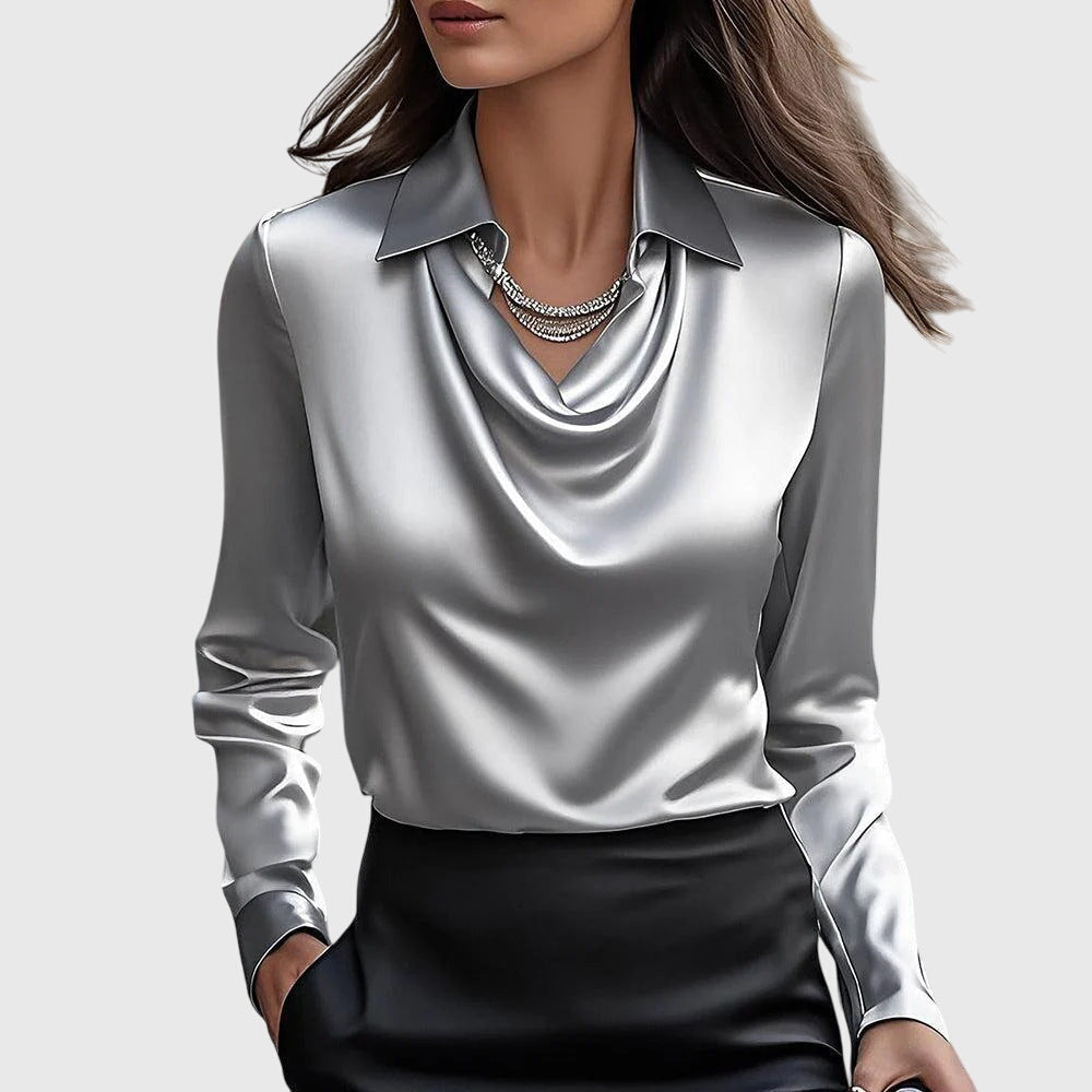 Sylvie|Blouse met luxe glans