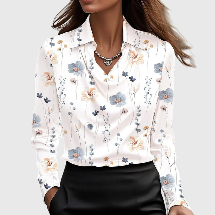 Sylvie|Blouse met luxe glans