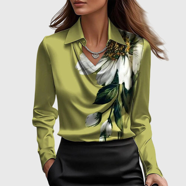 Sylvie|Blouse met luxe glans
