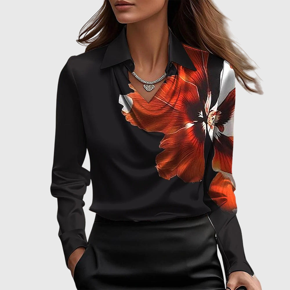 Sylvie|Blouse met luxe glans